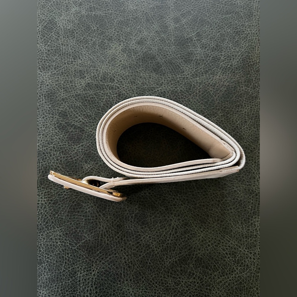 Banana Republic Belt Wide with Square Buckle Light Gray Size M/L - Picture 6 of 11